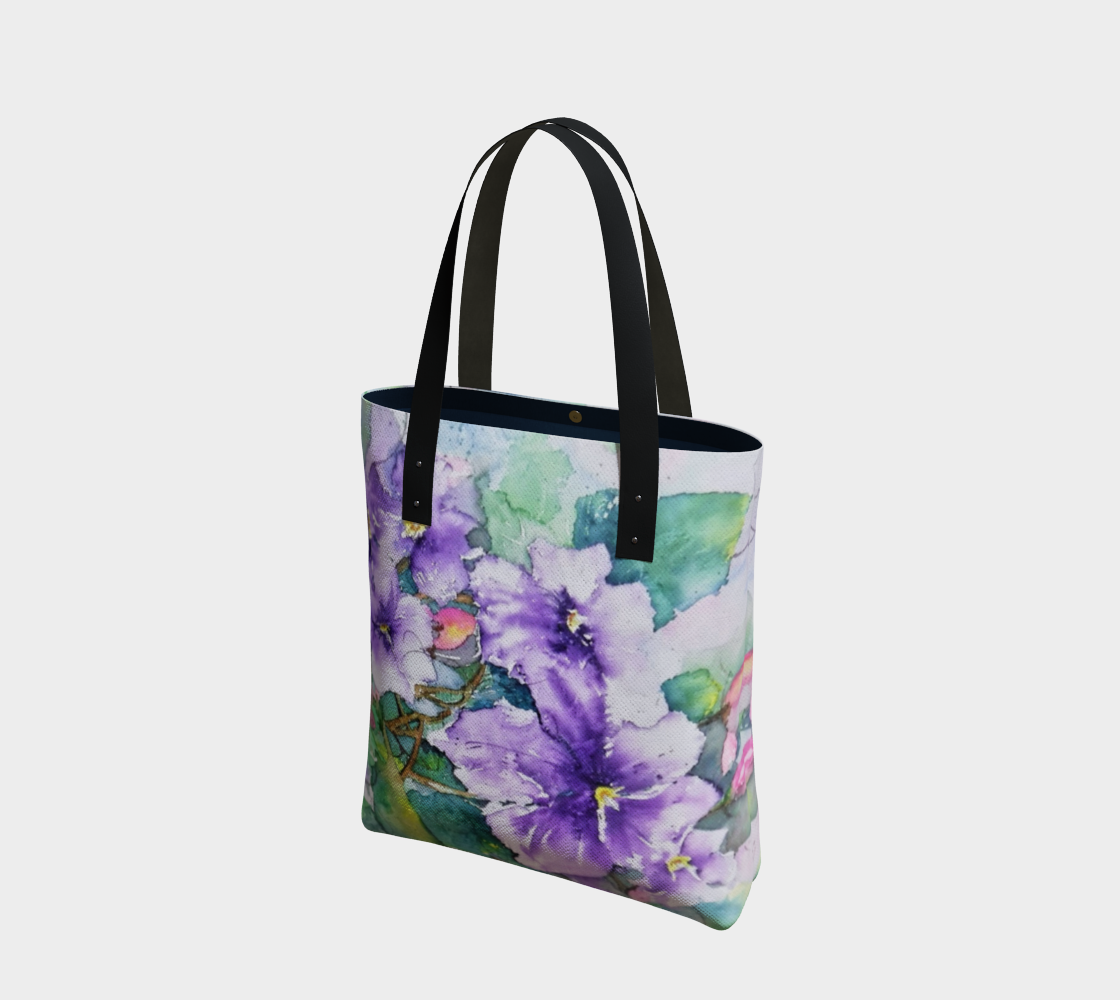 Vegan leather tote bag clematis