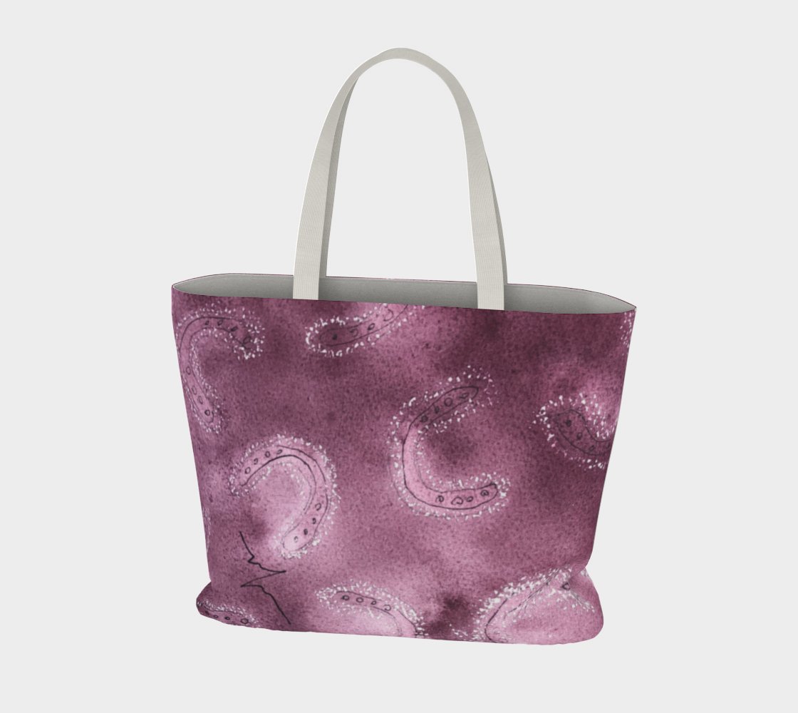 Large canvas tote bag hoofprints red - Artified